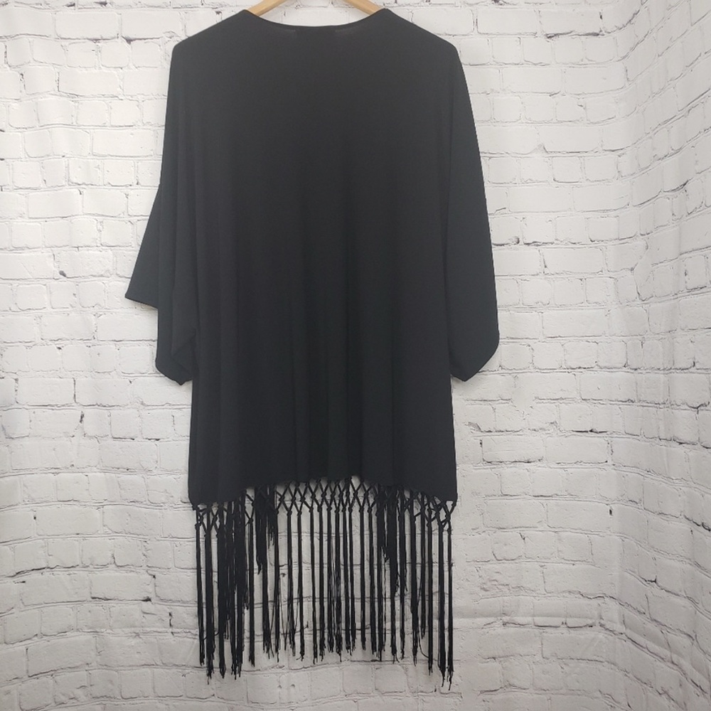 Joseph Ribkoff Black Fringe Kimono/Cover-Up - Picture 8 of 11